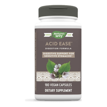 Natures Way Acid Ease Suplemento Digestivo 180 Capsulas Veganas Estomago Sensible