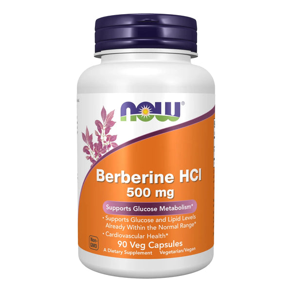 Berberina HCL 500 Mg NOW Suplementos Apoya Metabolismo Glucosa 90 Capsulas