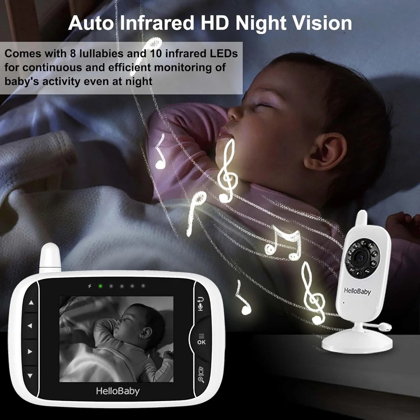 Monitor Video Bebes Hellobaby Hb32 Camara Audio Vision Nocturna