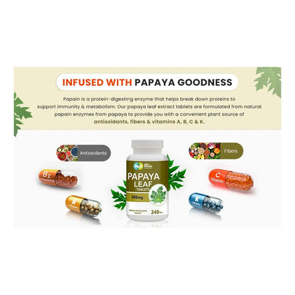 Capsulas Extracto Hoja Papaya 500 Mg 240 Unidades Apoyo Inmunidad Digestión