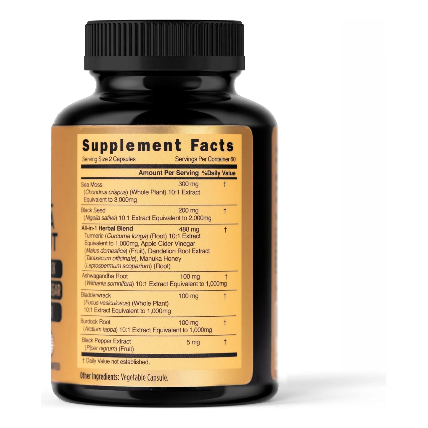 Capsulas Musgo Marino Aceite Semilla Negra Ashwagandha 120 Unidades Soporte Inmunologico Digestivo