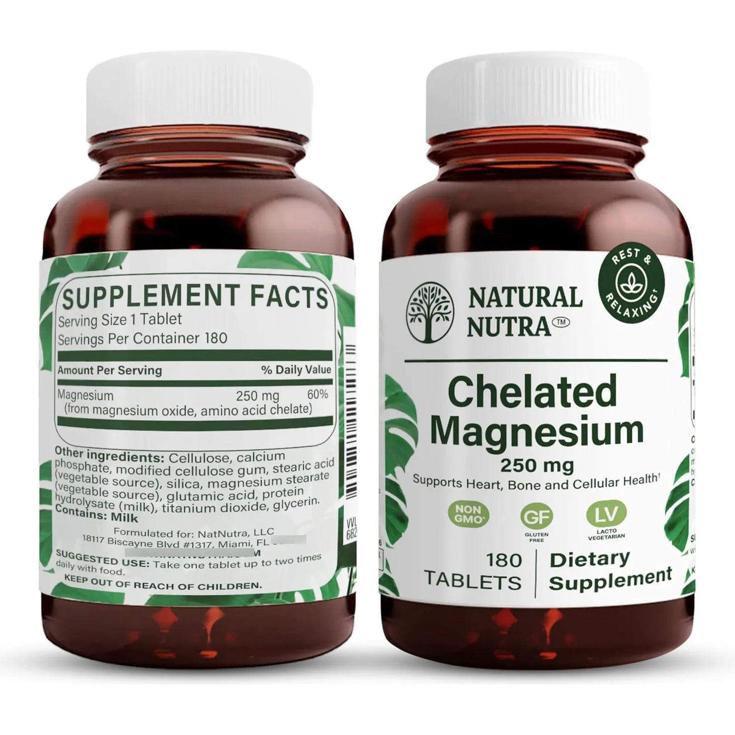 Suplemento De Óxido De Magnesio Quelado 250 Mg Para Huesos Corazón Y Energía 180 Cápsulas