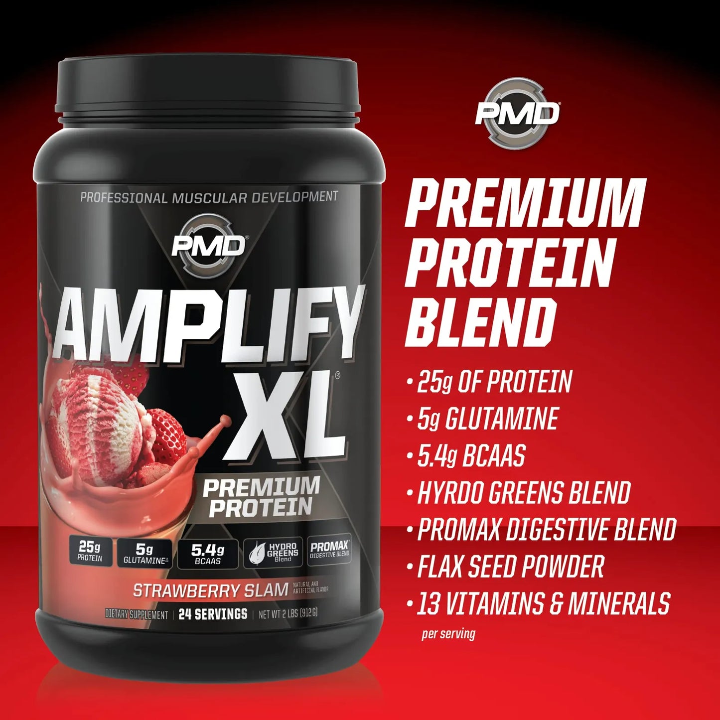 Proteína Sports Amplify XL Premium Sabor Fresa Para Músculo Y Recuperación