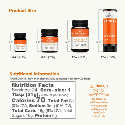 Miel De Manuka Pura UMF 10 MGO 250 Botella 17.6 Oz Importada De Nueva Zelanda