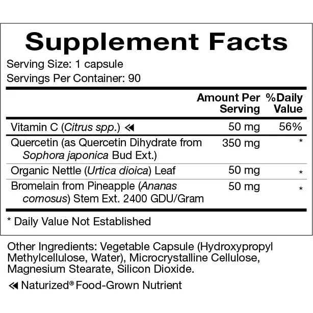 Suplemento Quercetina Plus Con Bromelina Vitamina C Y Hoja De Ortiga 90 Capsulas