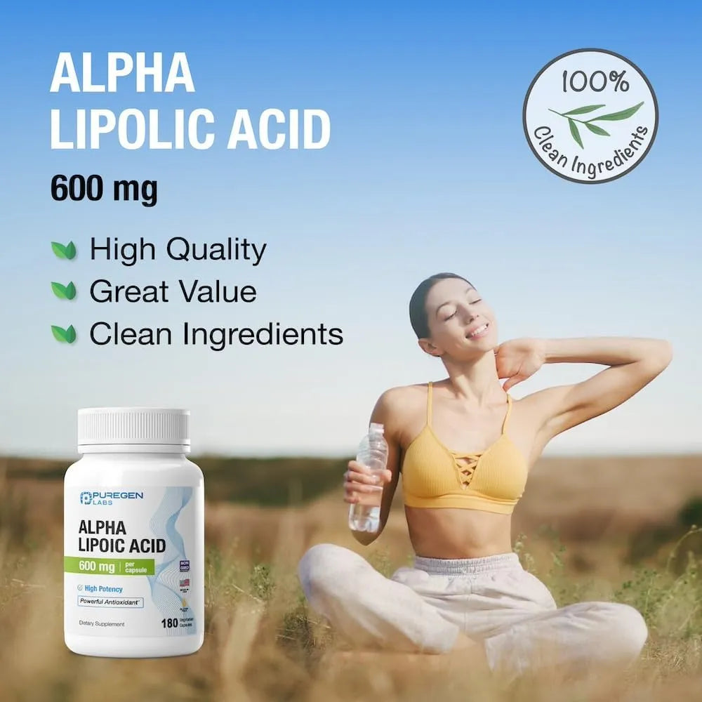Ácido Alfa Lipoico 600 Mg 360 Cápsulas Antioxidante Puregen Labs