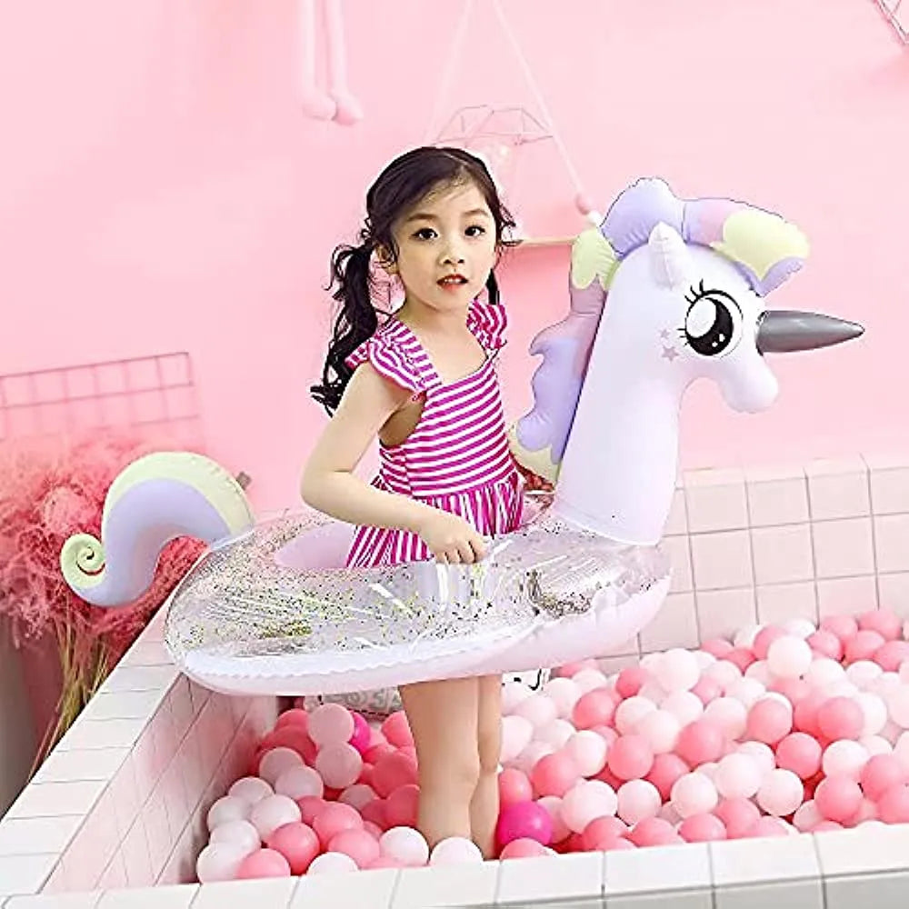 Flotador De Piscina Infantil Cicitoywo Unicornio Brillante Seguro Y Portátil