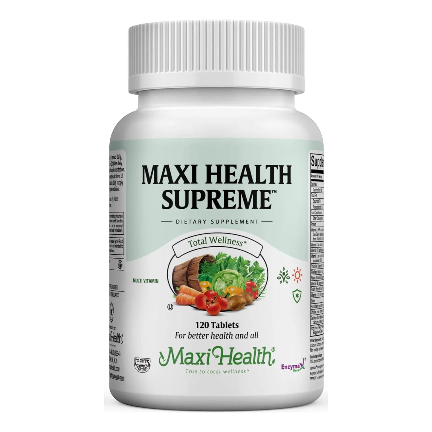 Tabletas Multivitamínicas Minerales Alta Potencia 120 Unidades Maxi Health Supreme Kosher