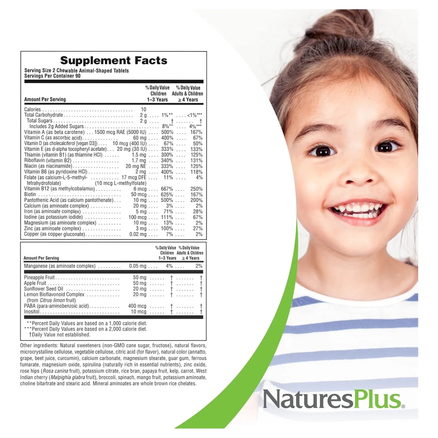 Multivitaminico Masticable Para Niños En Forma De Animales Natures Plus 180 Tabletas