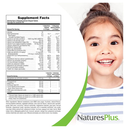 Multivitaminico Masticable Para Niños En Forma De Animales Natures Plus 180 Tabletas
