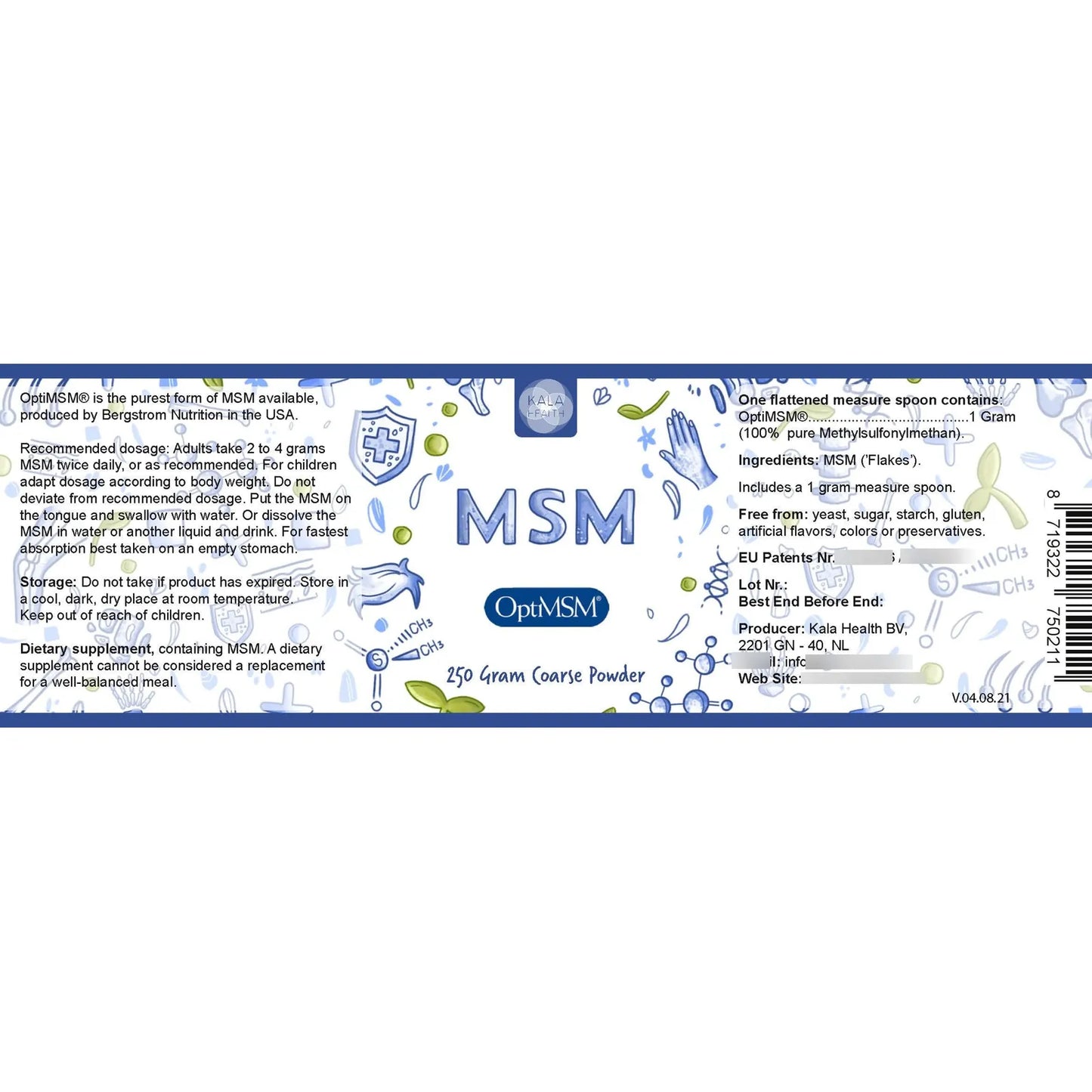 OptiMSM Polvo Puro De Metilsulfonilmetano MSM Organico Sin Gluten Ni OMG 1 Libra