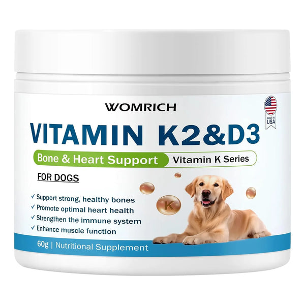 Vitamina K2 Y D3 Para Perros Complejo Vitamínico Huesos Fuertes Y Salud Cardiovascular