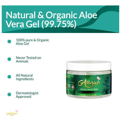 Gel Puro Orgánico De Aloe Vera 355ml Hidrata Repara Piel Cabello
