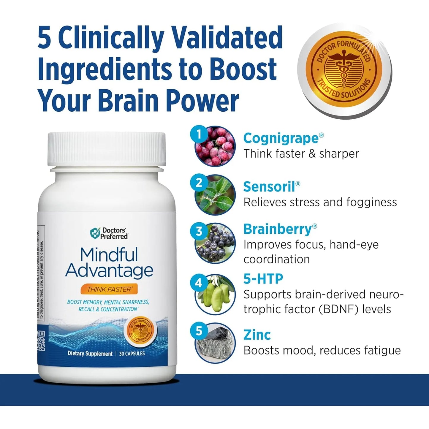 Suplemento Cerebral Mindful Advantage Mejora Memoria Concentracion 30 Capsulas