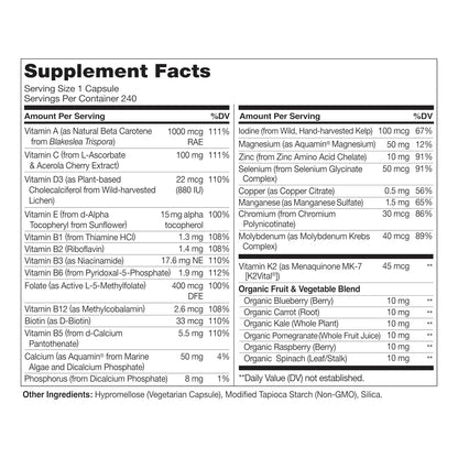 Multivitaminas Diarias Para Hombre NATURELO Con Vitaminas Minerales 240 Cápsulas