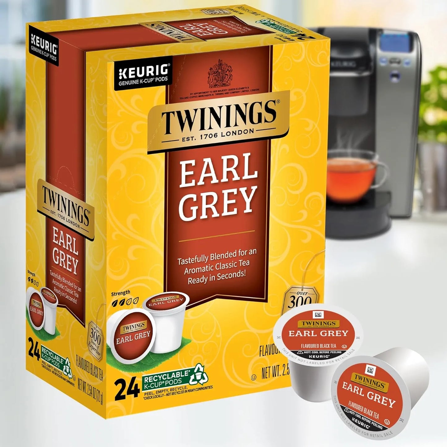 Twinings Té Negro Earl Grey Cápsulas K-Cup 24 Unidades Aroma Cítricos Bergamota