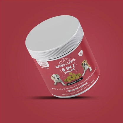 Multivitaminas Para Perros 8 En 1 Con Glucosamina Y Omega Sabor Salmon