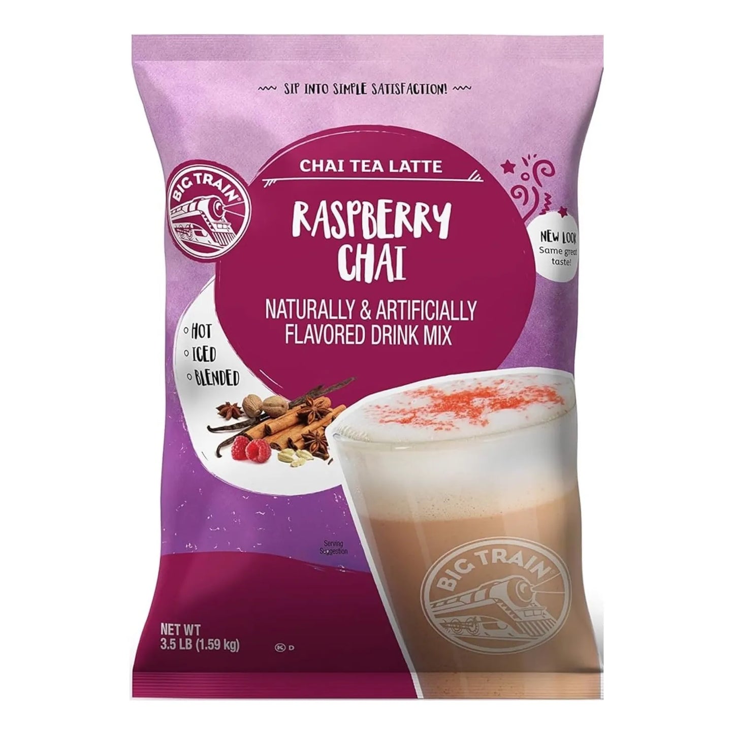Té Chai Mezcla Bebida Latte Big Train Frambuesa Chai 3.5 Lb Delicioso Y Versátil