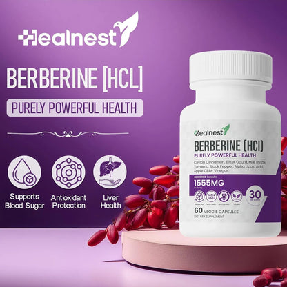 Berberina 500mg Con Canela Y Cúrcuma Suplemento Vegano Para Azúcar Y Metabolismo