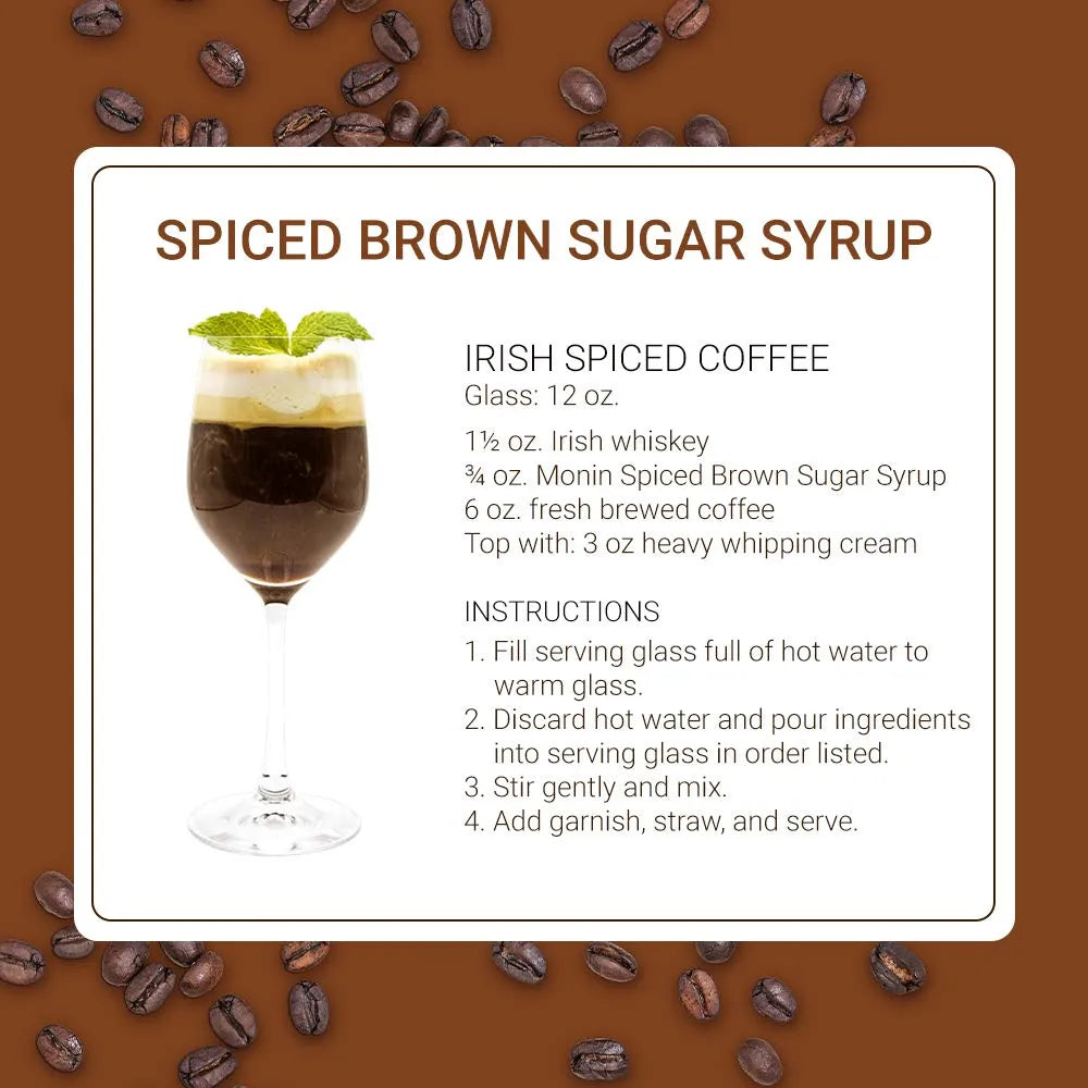 Jarabe De Azúcar Morena Especiado Monin 1 Litro Sin Gluten Ideal Para Café Y Cócteles