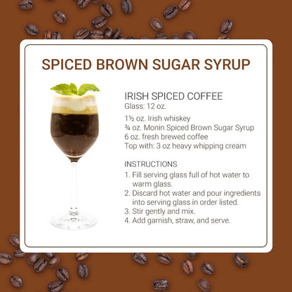 Jarabe De Azúcar Morena Especiado Monin 1 Litro Sin Gluten Ideal Para Café Y Cócteles