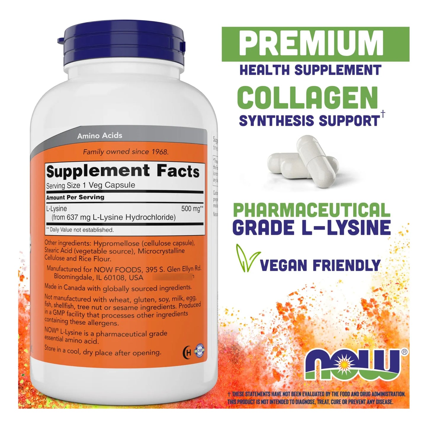 Now L Lisina 500 Mg 360 Capsulas Energia Inmunidad Recuperacion