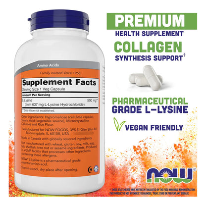 Now L Lisina 500 Mg 360 Capsulas Energia Inmunidad Recuperacion