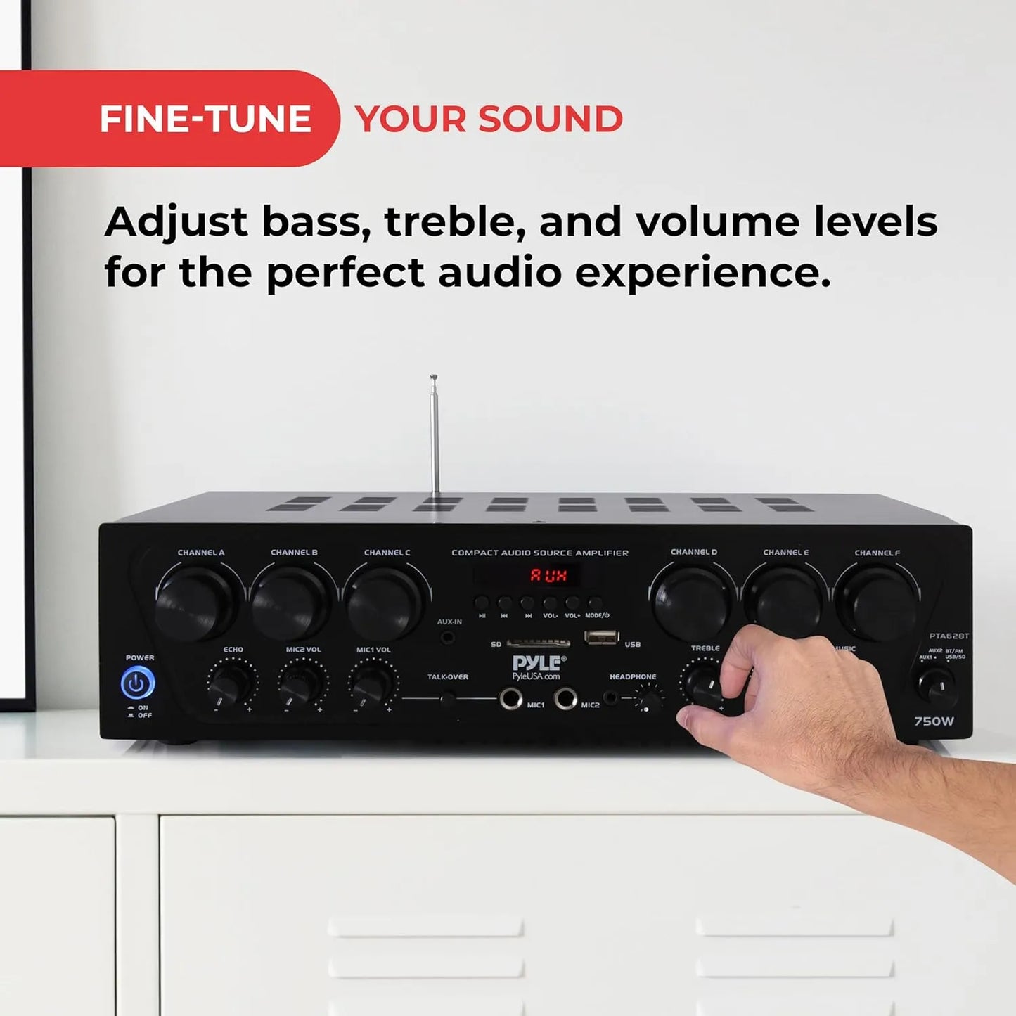 Amplificador Bluetooth Pyle 6 Canales 750W Sonido Potente Y Versatil