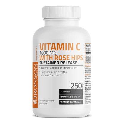 Vitamina C Premium Bronson Vitamins Pastillas 1 Gramo Ácido Ascórbico Con Escaramujos