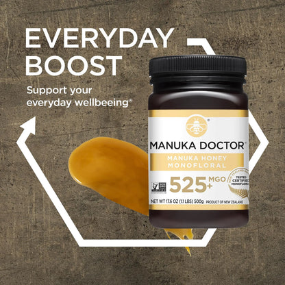 Miel De Manuka Monofloral Cruda MGO 525+ 500g Pura De Nueva Zelanda