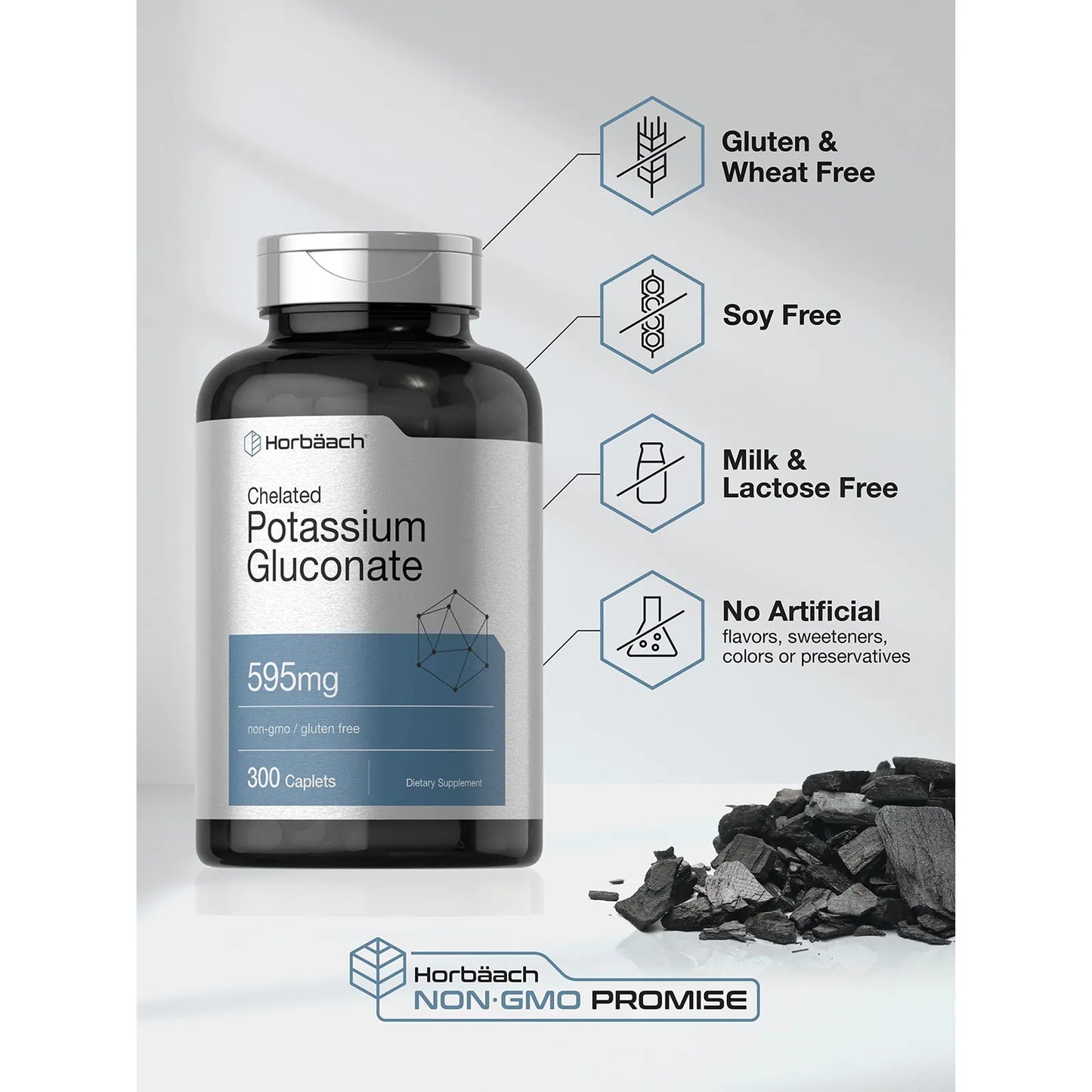 Gluconato De Potasio Quelado 595 Mg 300 Capsulas Suplemento Mineral Premium