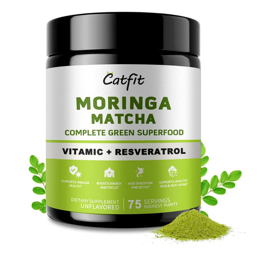 Moringa En Polvo Con Matcha Té Verde Y Resveratrol Superalimento 4 En 1 Para Energía Y Antioxidantes