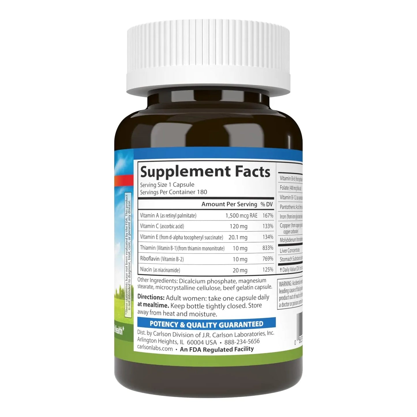 Suplemento De Hierro Para Mujer 28 Mg Con Vitaminas B 180 Capsulas