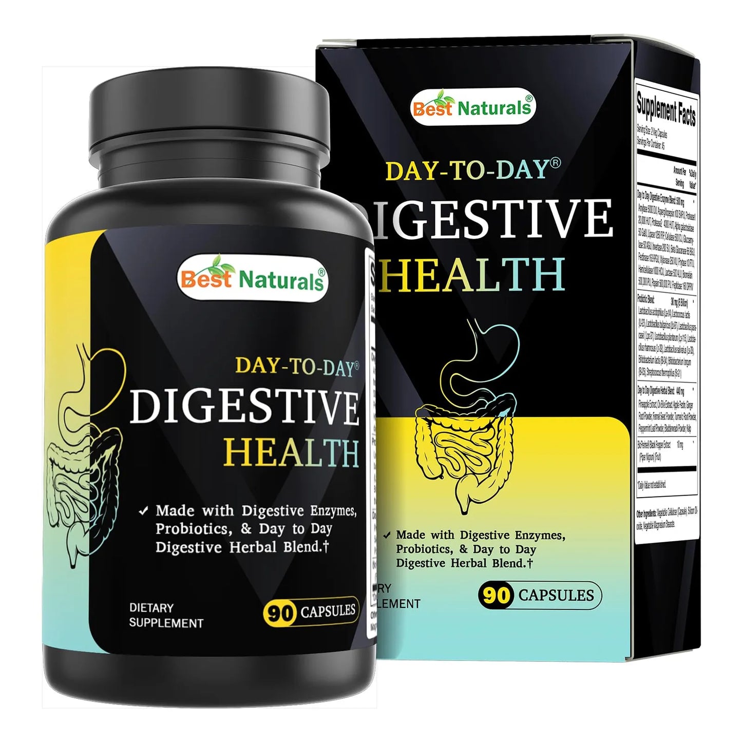 Apoyo Digestivo Diario 90 Cápsulas Vegetales Con Enzimas Probióticos Y Hierbas