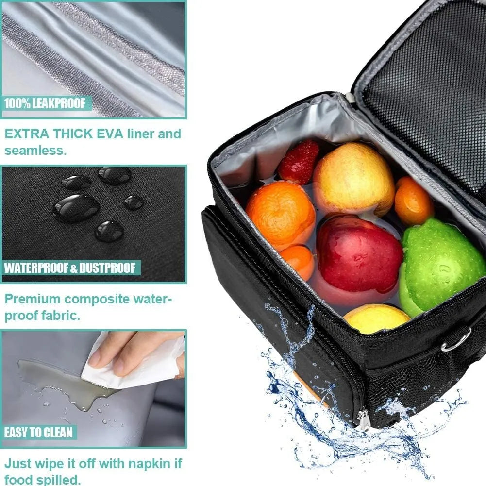 Lonchera Termica Aislada Tiblue Negra Ideal Para Almuerzos Frescos