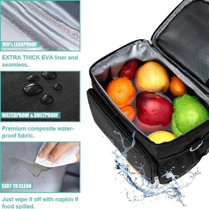 Lonchera Termica Aislada Tiblue Negra Ideal Para Almuerzos Frescos