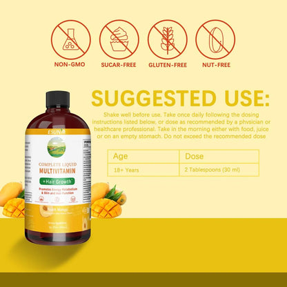 Multivitaminico Liquido Completo Crecimiento Cabello Piel Radiante Energia
