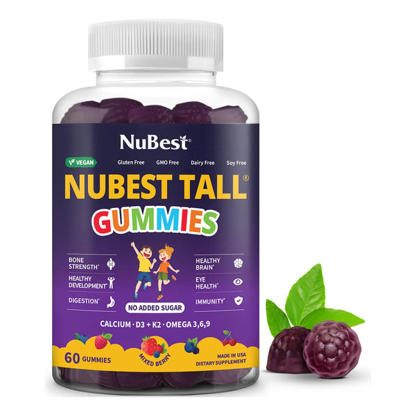 Gomitas Altas En Calcio Con Vitamina D3 Y K2 NuBest Tall 60 Unidades Sabor Bayas