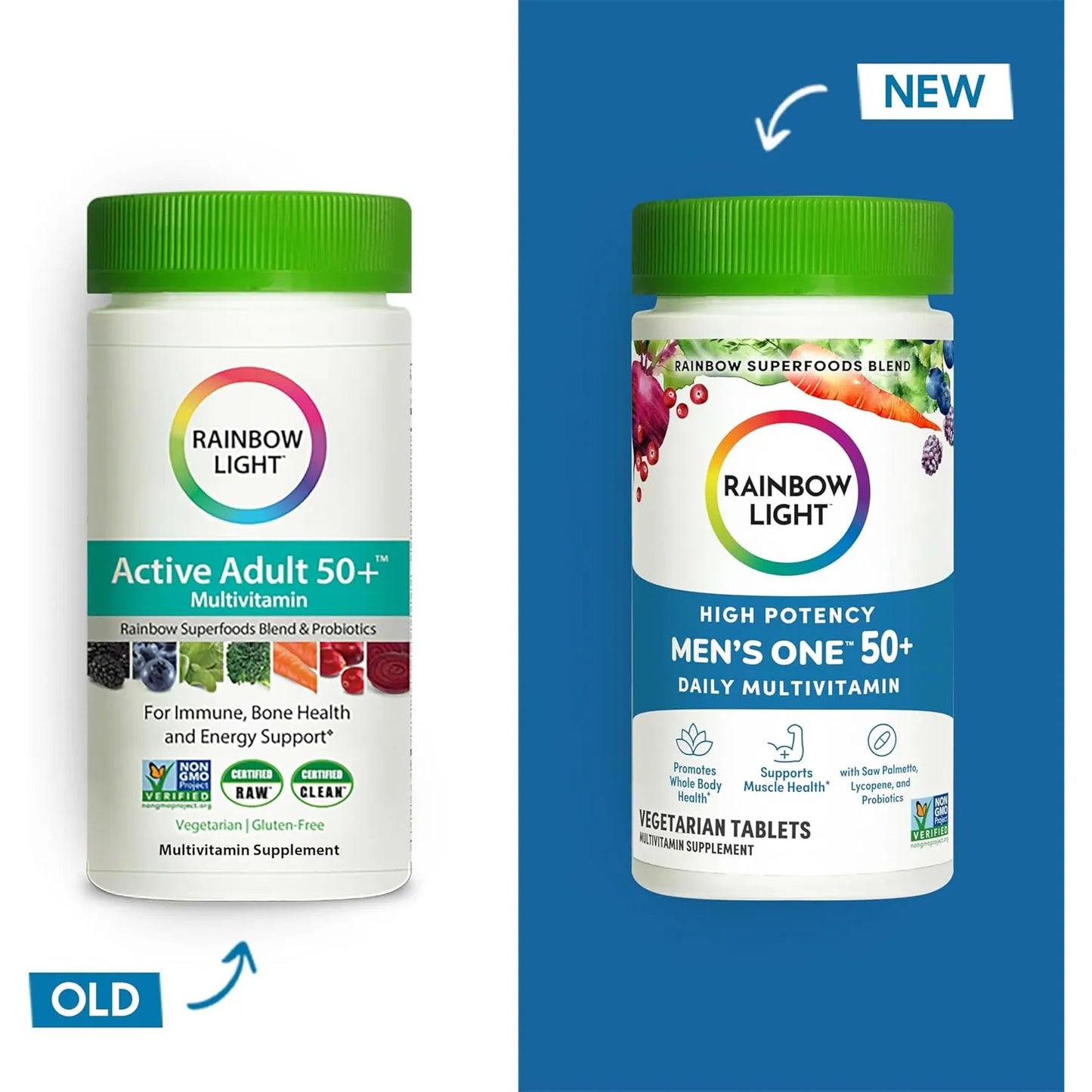 Multivitaminico Hombres 50 Plus Vitamina C D Zinc Probióticos Rainbow Light