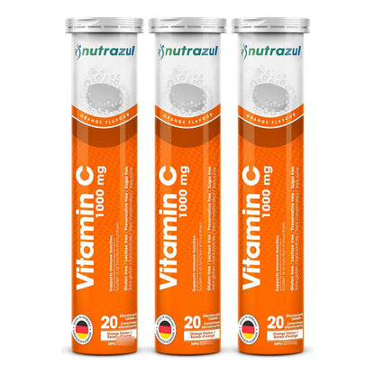 Comprimidos Efervescentes Vitamina C 1000 Mg Sabor Naranja Sin Gluten Sin Azúcar