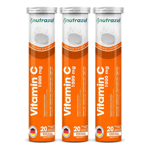 Comprimidos Efervescentes Vitamina C 1000 Mg Sabor Naranja Sin Gluten Sin Azúcar