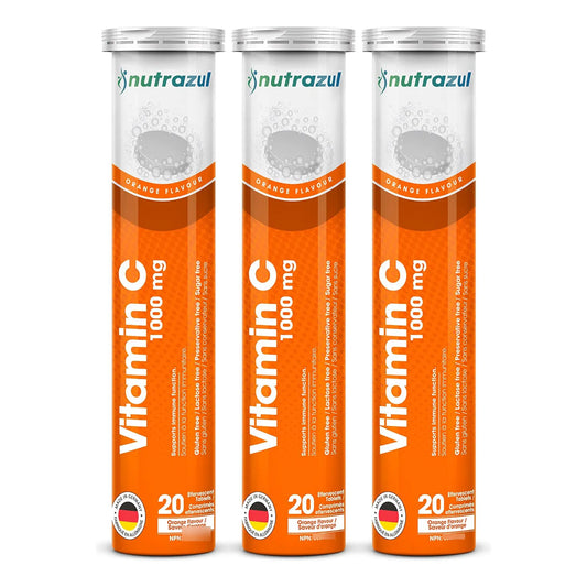 Comprimidos Efervescentes Vitamina C 1000 Mg Sabor Naranja Sin Gluten Sin Azúcar