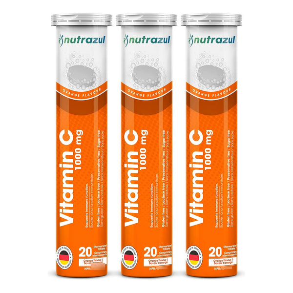 Comprimidos Efervescentes Vitamina C 1000 Mg Sabor Naranja Sin Gluten Sin Azúcar