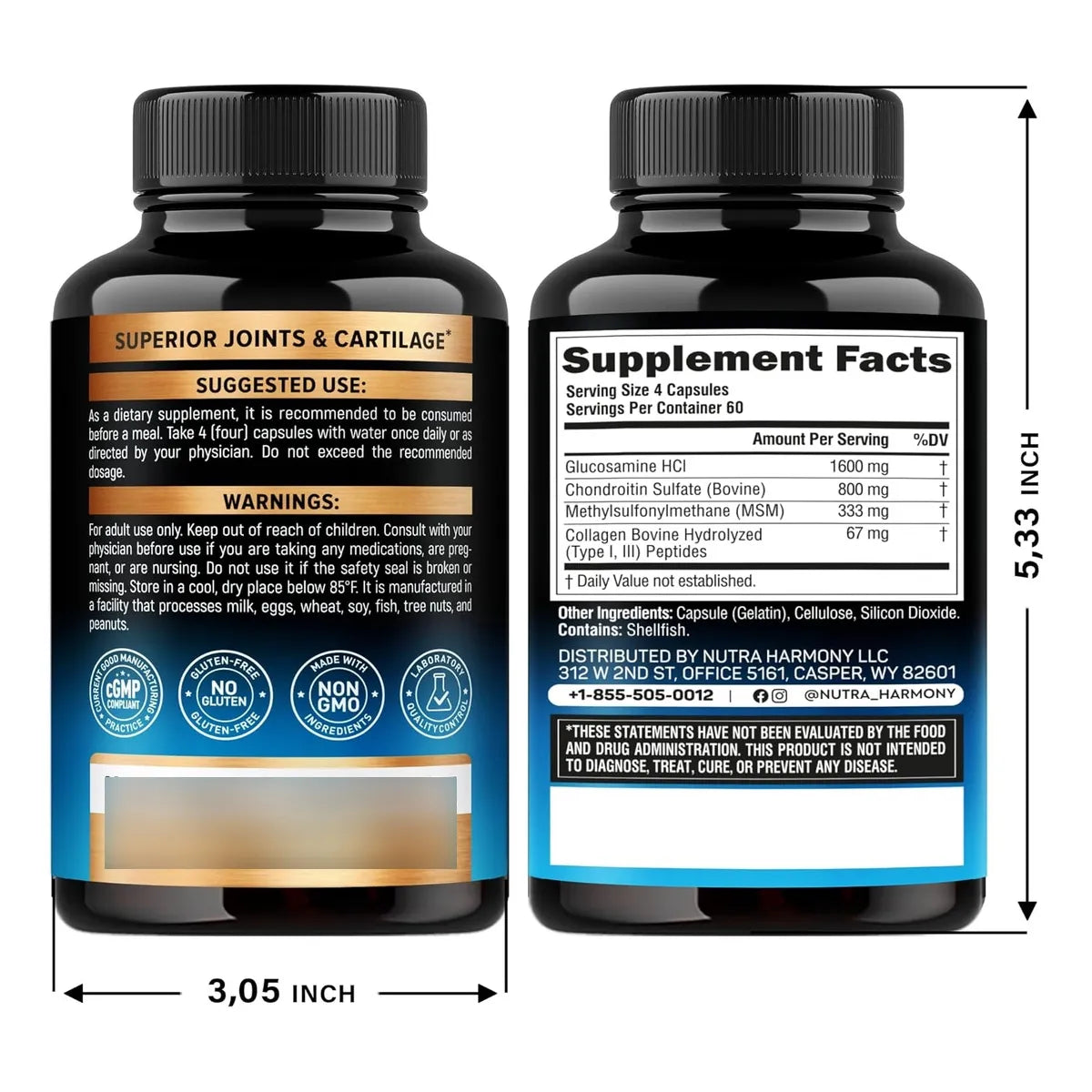 Suplemento Articular Glucosamina Condroitina Msm Colageno 2800 Mg