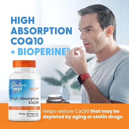 Doctors Best CoQ10 Alta Absorción Con Bioperina 100 Mg 360 Cápsulas Veganas