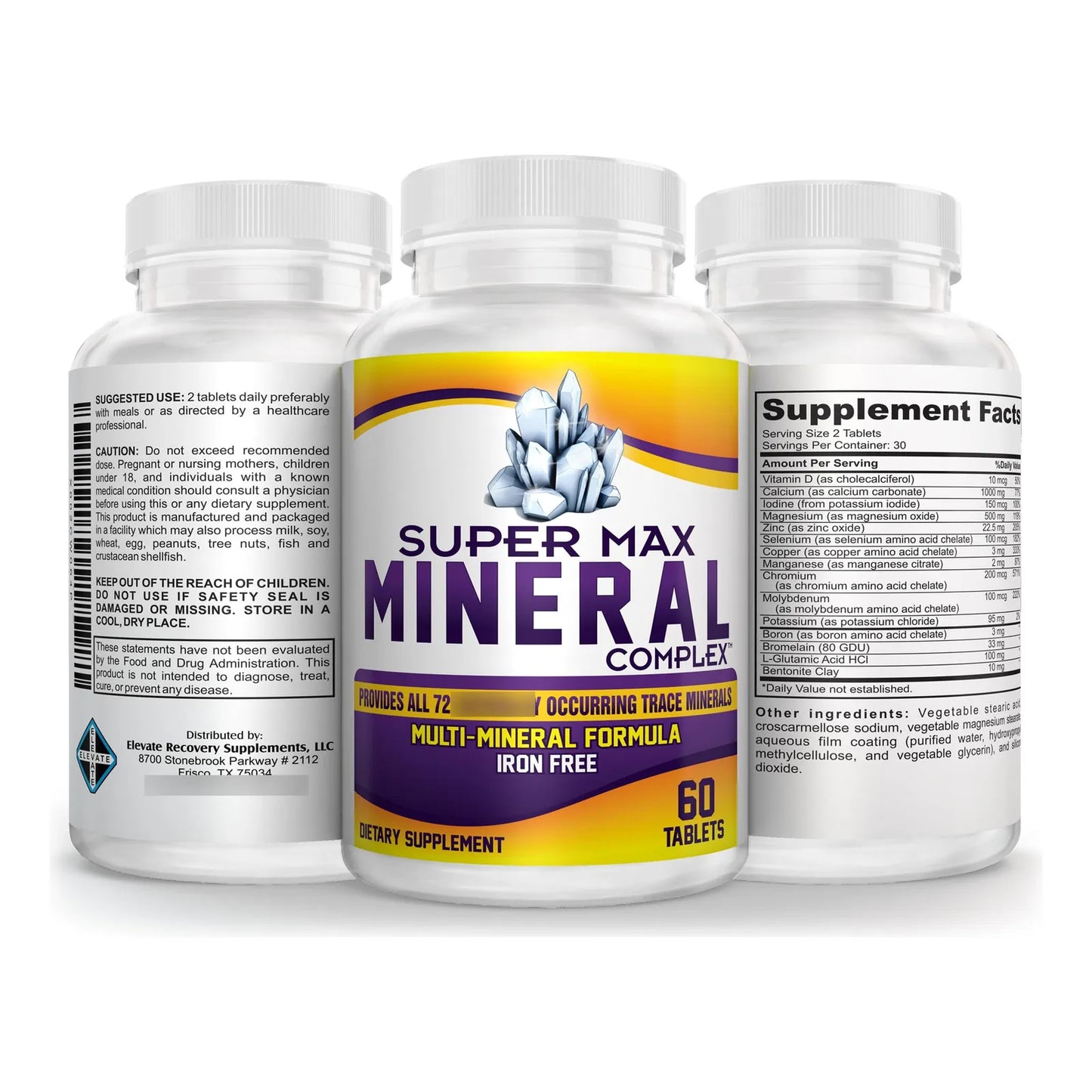 Suplemento Multimineral SuperMAX Con 72 Oligominerales Fórmula Sin Hierro 60 Tabletas