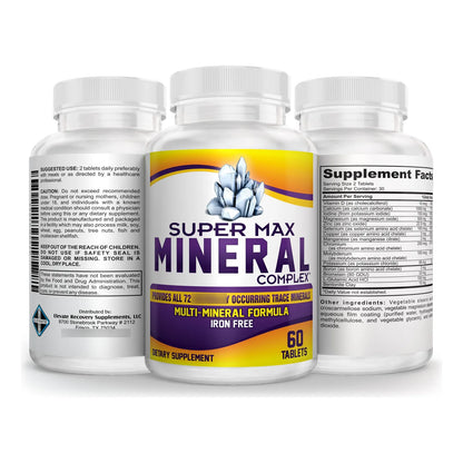 Suplemento Multimineral SuperMAX Con 72 Oligominerales Fórmula Sin Hierro 60 Tabletas