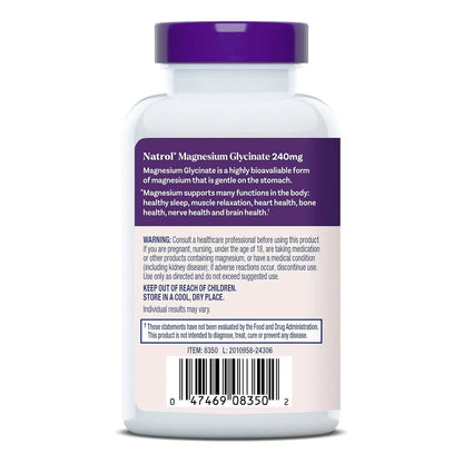 Magnesio Quelado Alta Absorción 240 Mg 60 Cápsulas Natrol Sin Sabor - Imagen 2