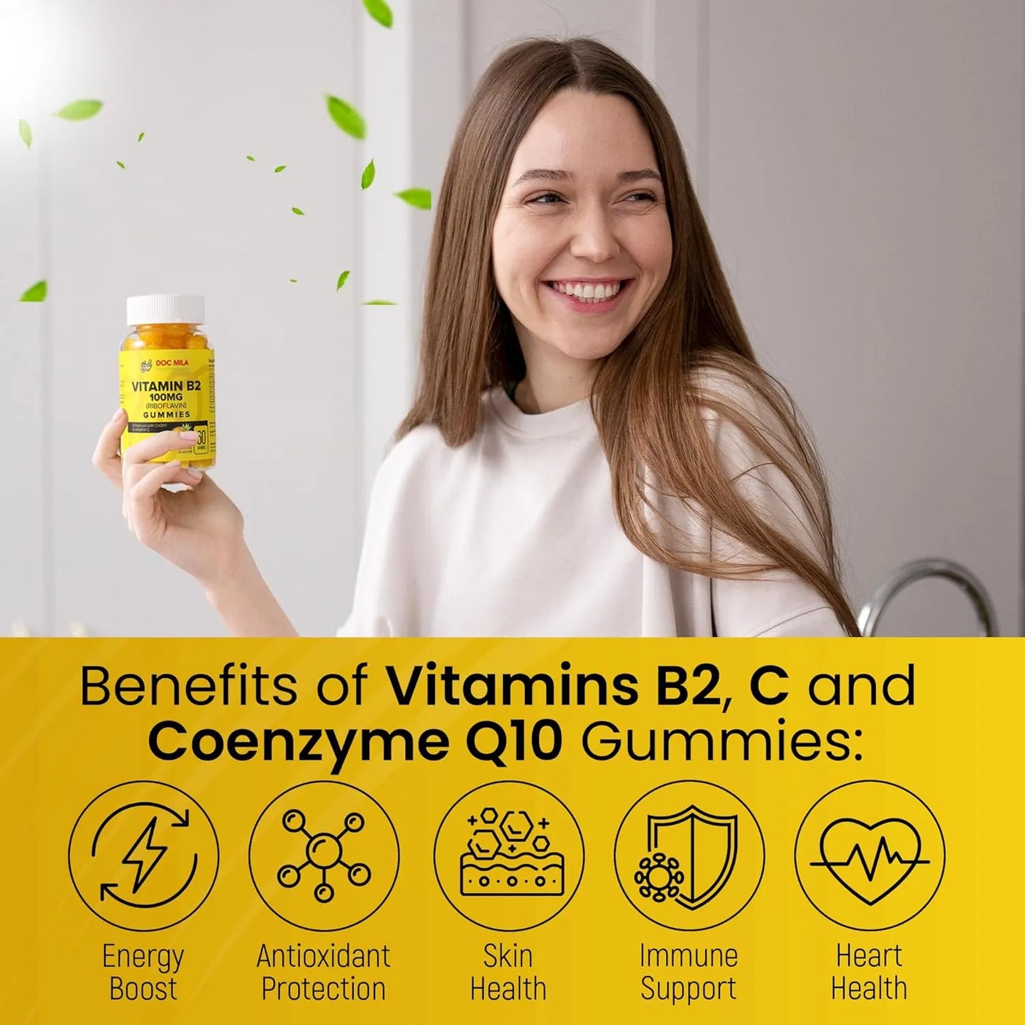 Gomitas De Riboflavina 100 Mg Sabor Piña Alivio Migraña Adultos Niños