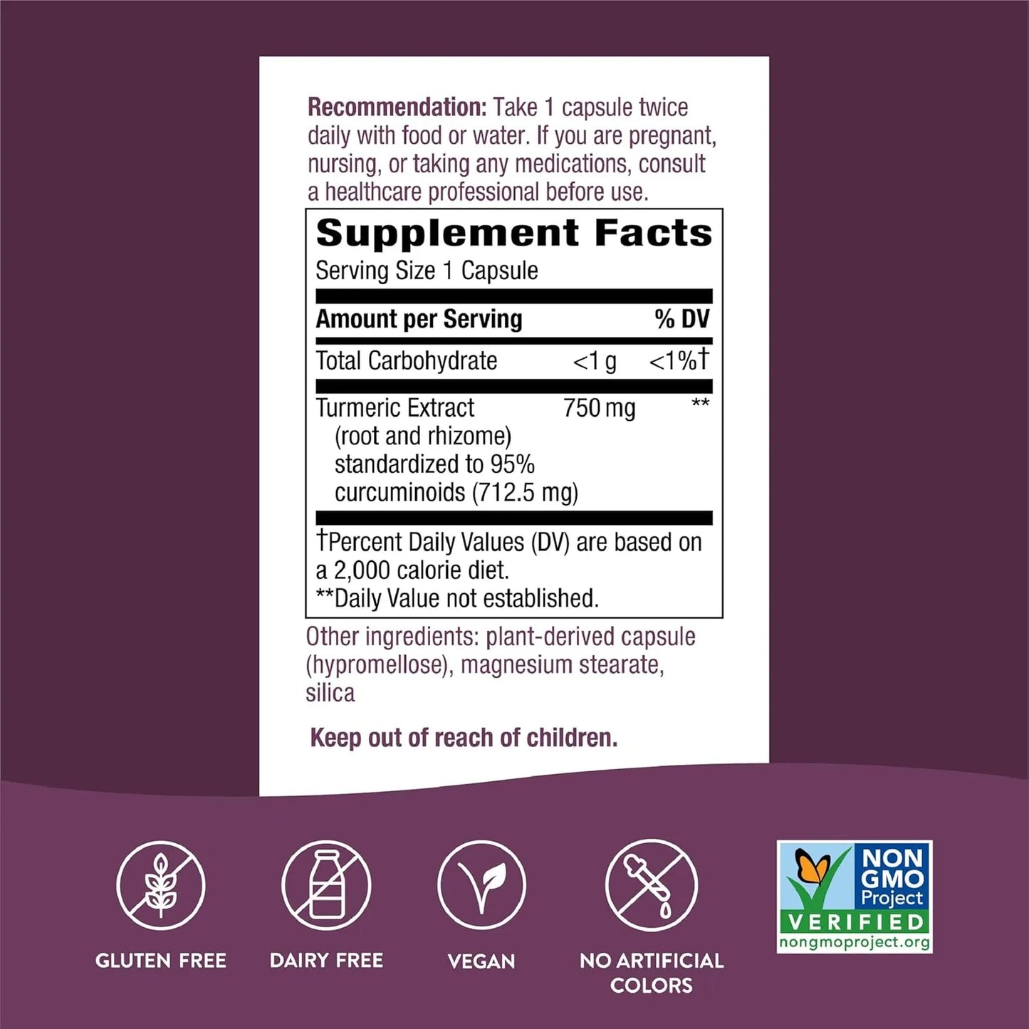 Cúrcuma Estandarizada 750 Mg 60 Cápsulas Veganas Pack Doble Nature's Way
